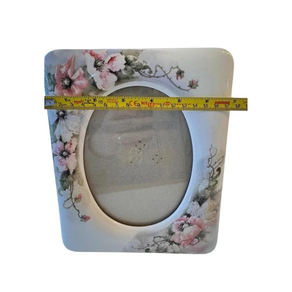 VTG Touche Ceramic Floral Picture Frame 5x7 Cottagecore Shabby‎ Chic